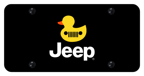 Smooth Black Laser Etched JEEP Grille Yellow Duck License Plate
